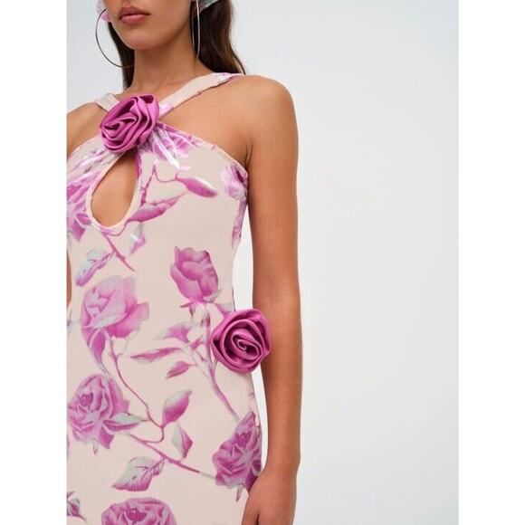 For Love And Lemons Rori Mini Dress Sheer Burnout Velvet Roses Print Sz S READ - Picture 9 of 13